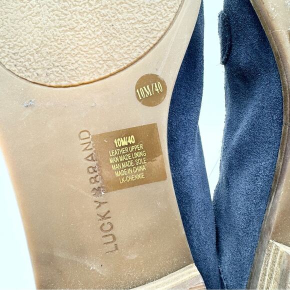 Lucky Brand Chennie Suede Leather Slip On Classic Loafers In Navy Size 10 Office - Picture 11 of 12